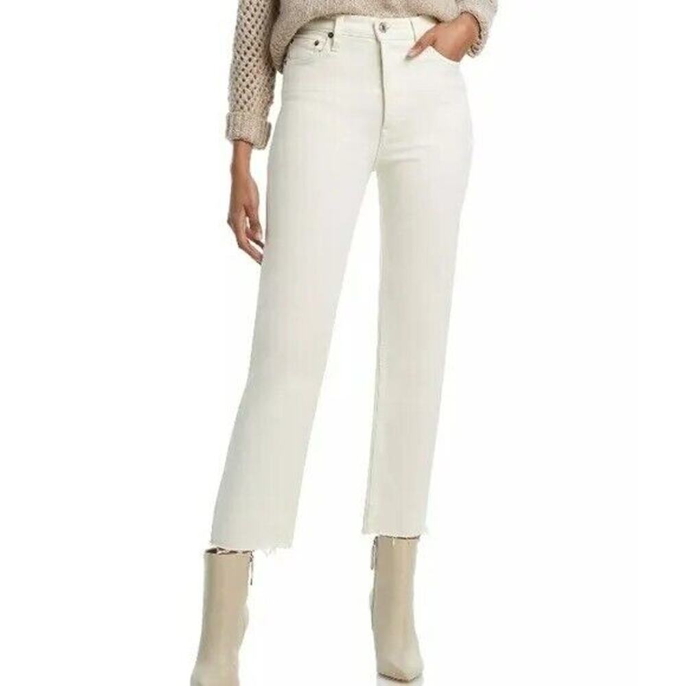 RE/DONE High Rise Raw Hem Stove Pipe Jeans White (NWOT) - 31x26